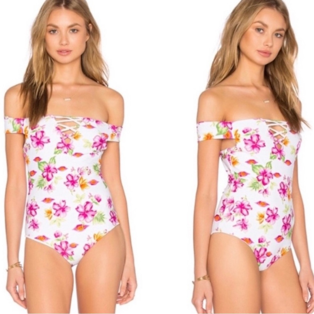 Frankie Bikinis- Floral Off-Shoulder Swimsuit one piece